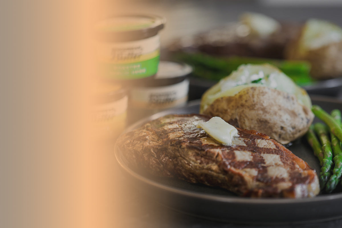 Steak topped with Epicurean Butter Black Truffle Flavored Butter