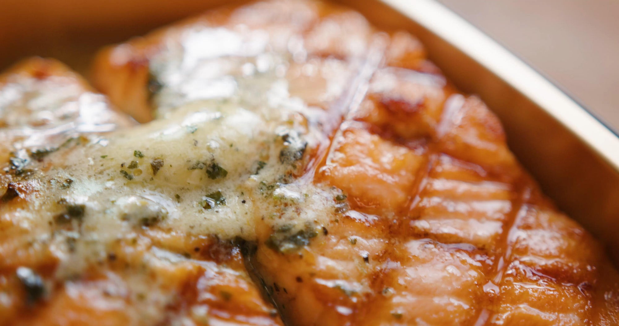 Ready-to-heat salmon tray with Epicurean Butter dollop
